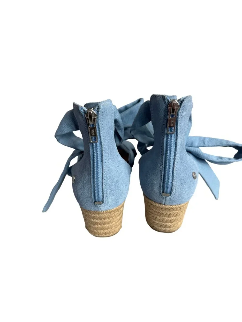 Ugg Yarrow Blue Canvas Espadrille Wedge Tie-Up Sandals Wedges Size 9 Women's - Picture 7 of 14